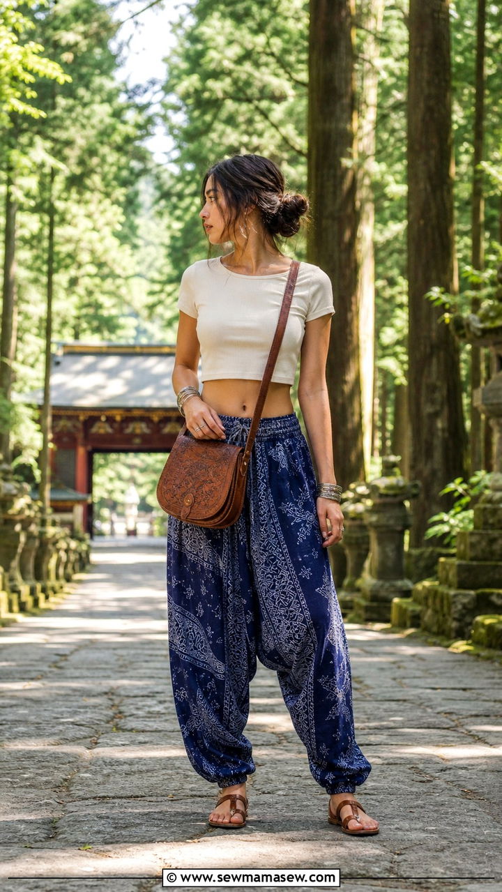 Jinbei Set and Canvas Tote Outfit - 40 Summer Japan outfit ideas