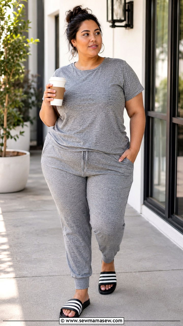Jogger Style Pajama Set With Cuffed Sweatpants - 25 Pajama outfit ideas plus size
