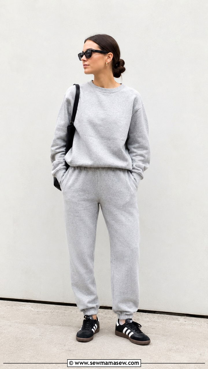 Joggers And Crewneck Sweatshirt With Adidas Samba - 20 How to style Adidas Samba