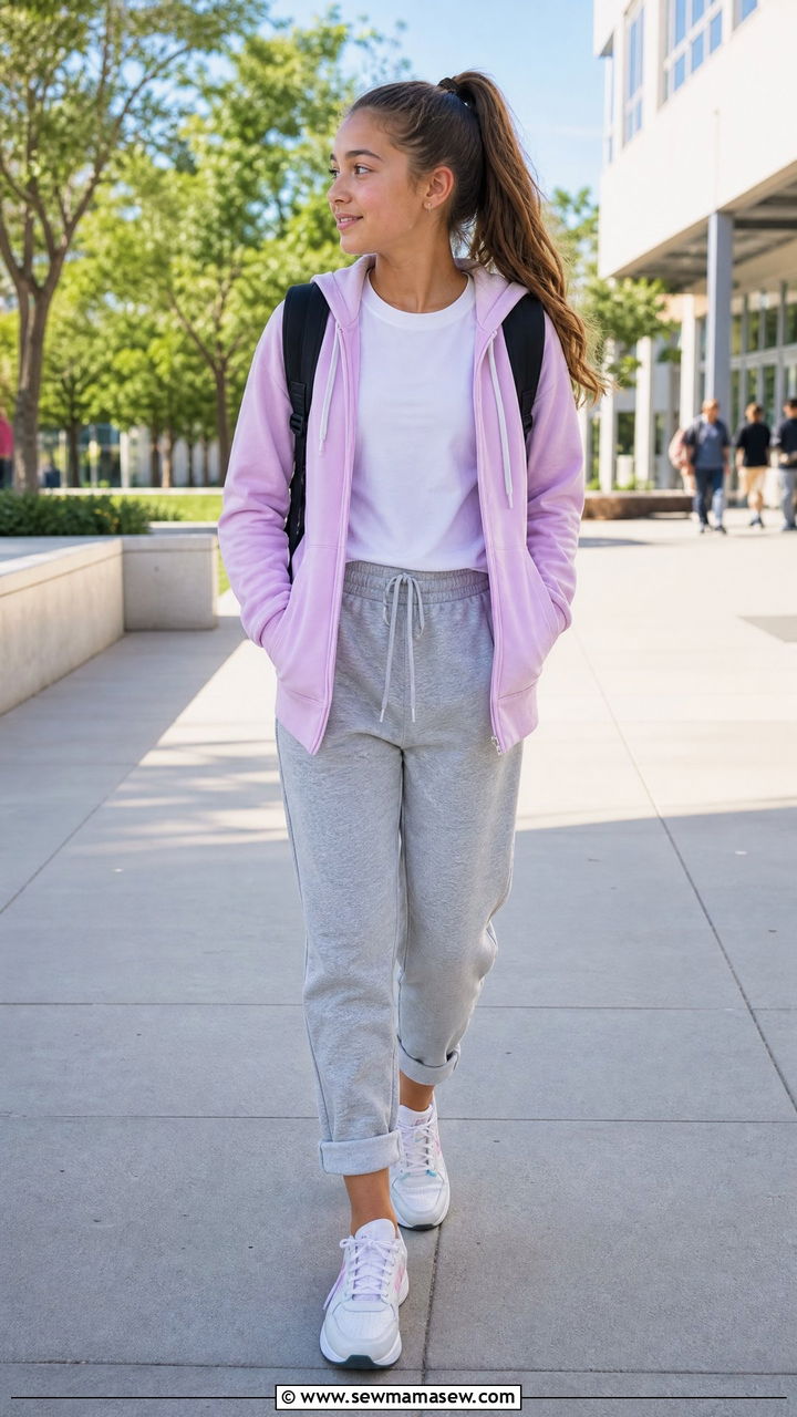 Joggers With A Zip Up Hoodie Outfit For Middle School First Day - 25 First day of middle school outfit ideas
