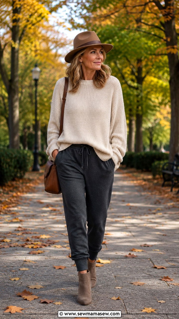Joggers With Blazer And Loafers - 30 joggers outfits for women over 40