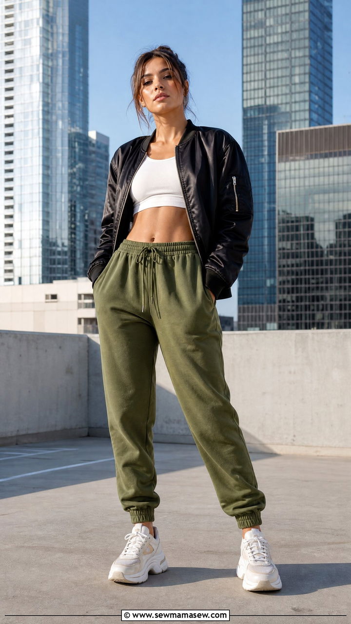Joggers With Bomber Jacket And Chunky Sneakers - 25 How to style joggers