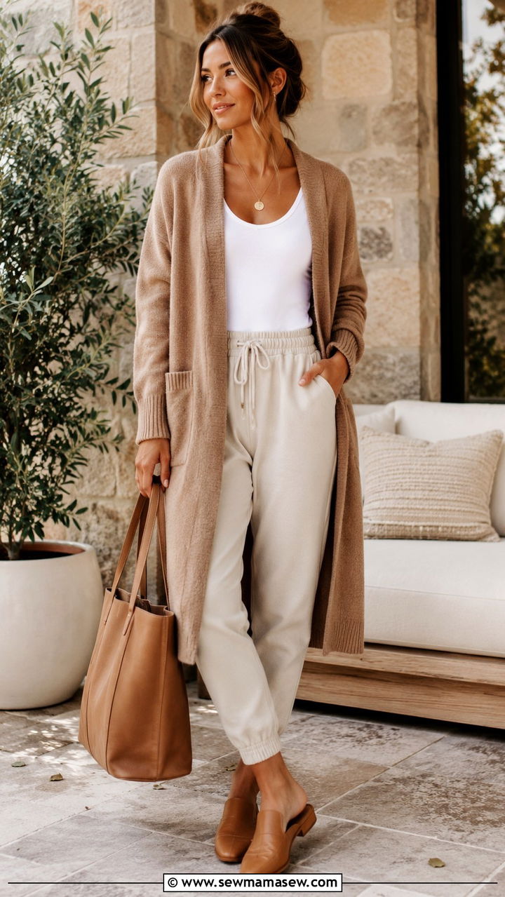 Joggers With Cardigan Outfit - 30 chic joggers outfit ideas