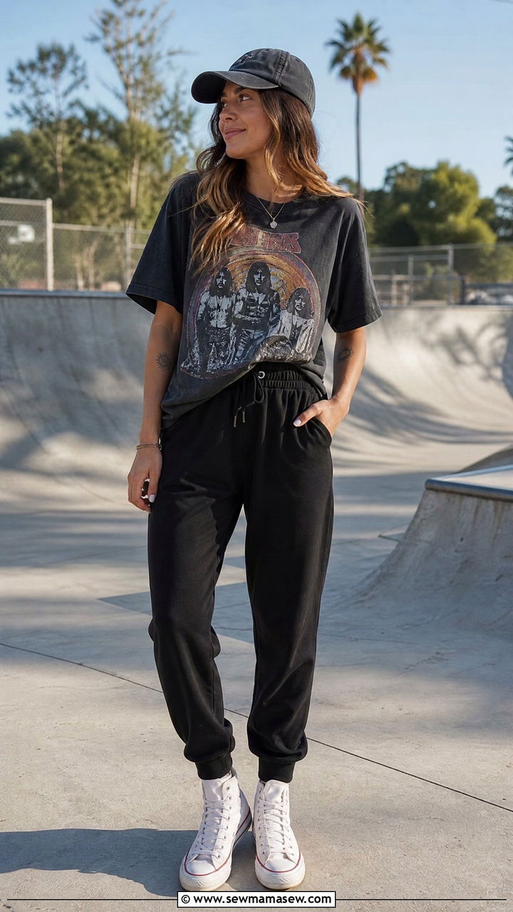 Joggers With Graphic Tee And Sneakers - 25 How to style joggers