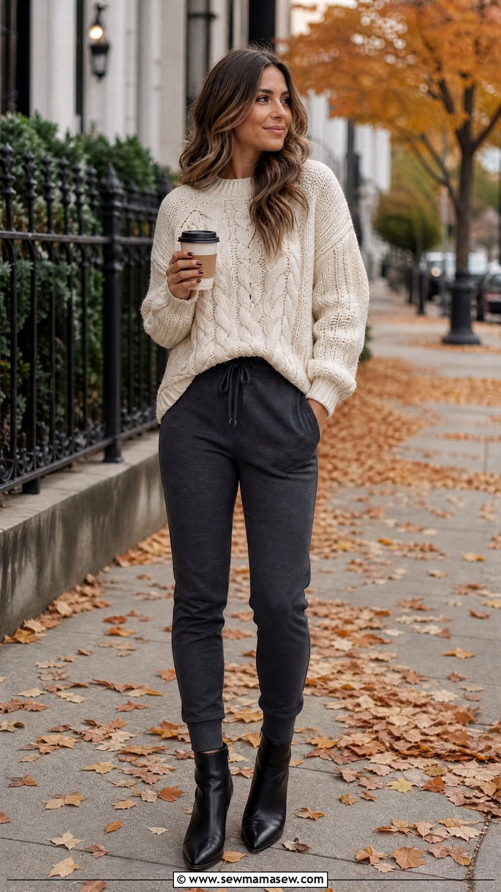 Joggers With Oversized Sweater And Ankle Boots - 25 How to style joggers