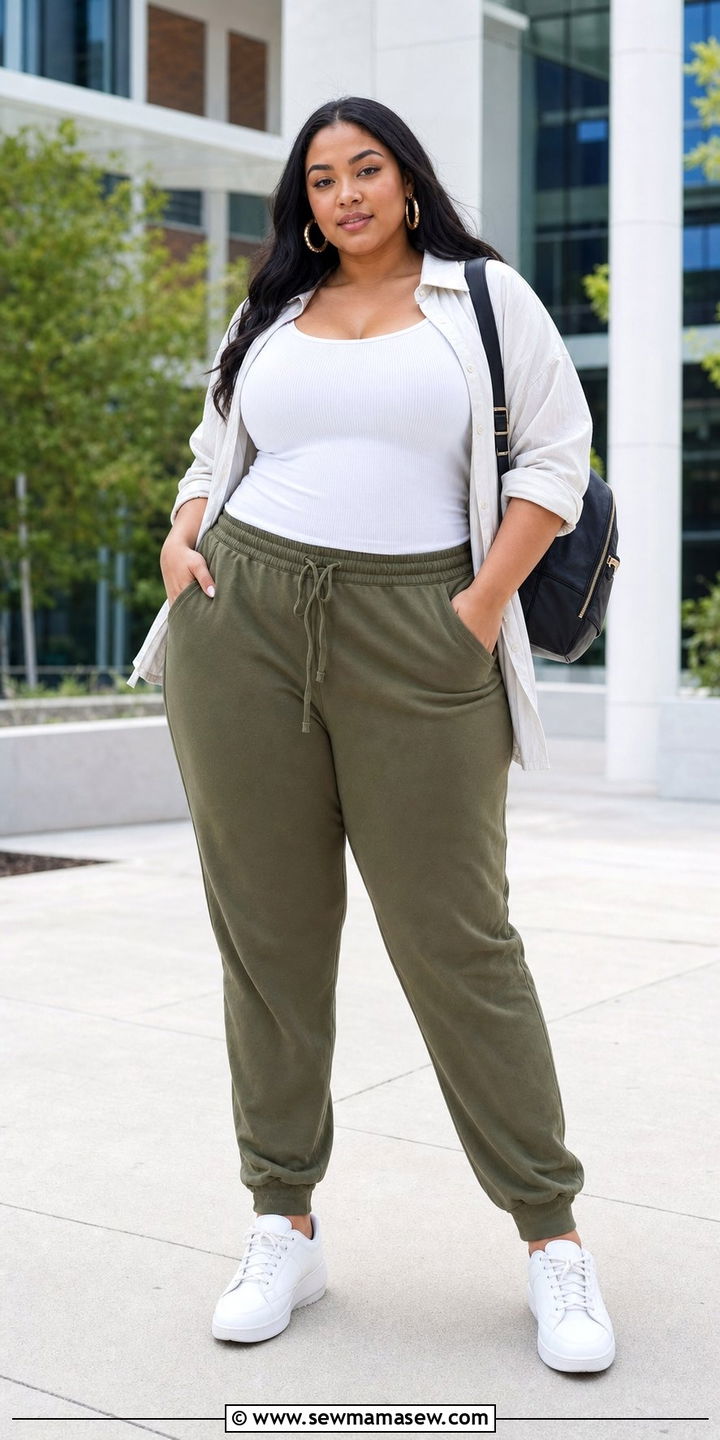 Joggers and Fitted Tank College Outfit - 25 College outfit ideas plus size