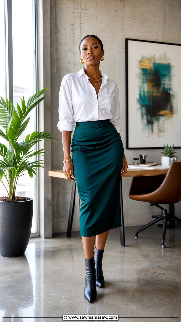 Johannesburg Office Midi Skirt And Button Down Shirt Outfit - 25 Johannesburg outfit ideas