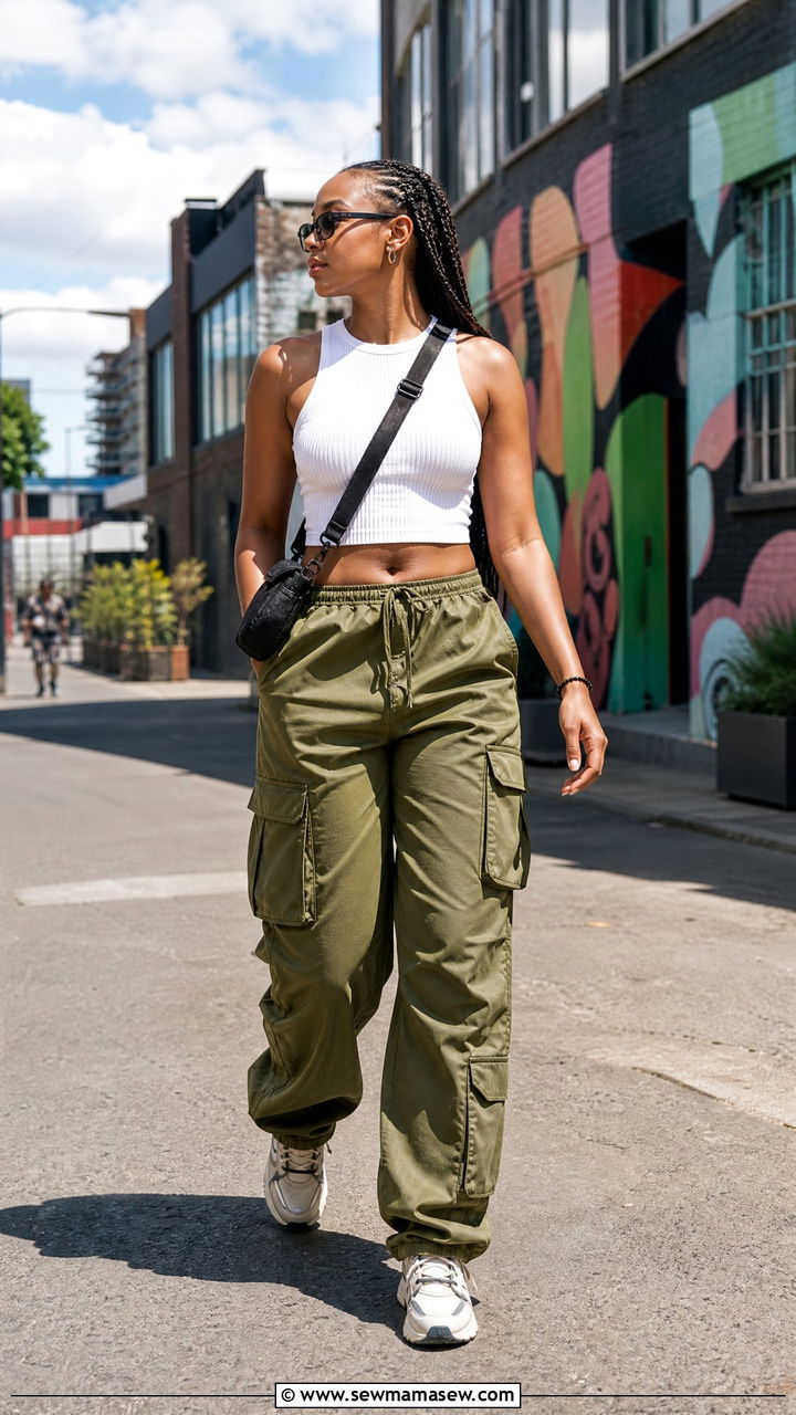 Johannesburg Street Style Cargo Pants And Crop Top Outfit - 25 Johannesburg outfit ideas