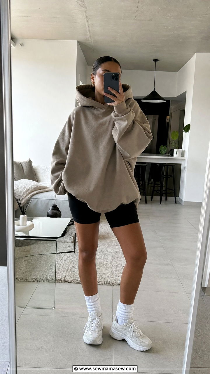 Johannesburg Street Style Oversized Hoodie And Biker Shorts Outfit - 25 Johannesburg outfit ideas