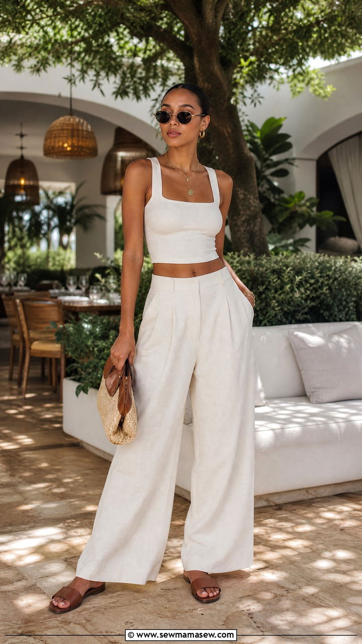 Johannesburg Summer Linen Trousers And Crop Top Outfit - 25 Johannesburg outfit ideas
