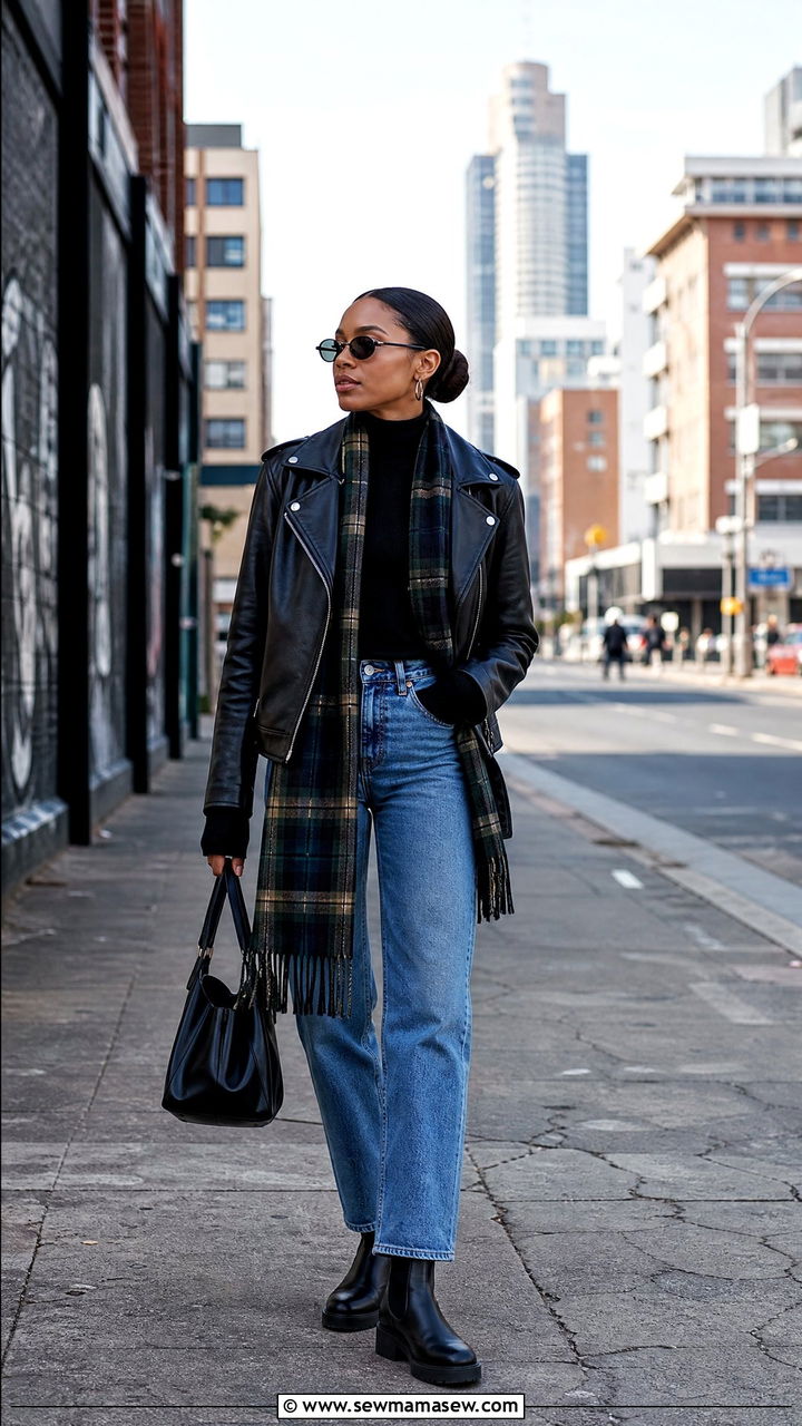 Johannesburg Winter Leather Jacket And Scarf Outfit - 25 Johannesburg outfit ideas