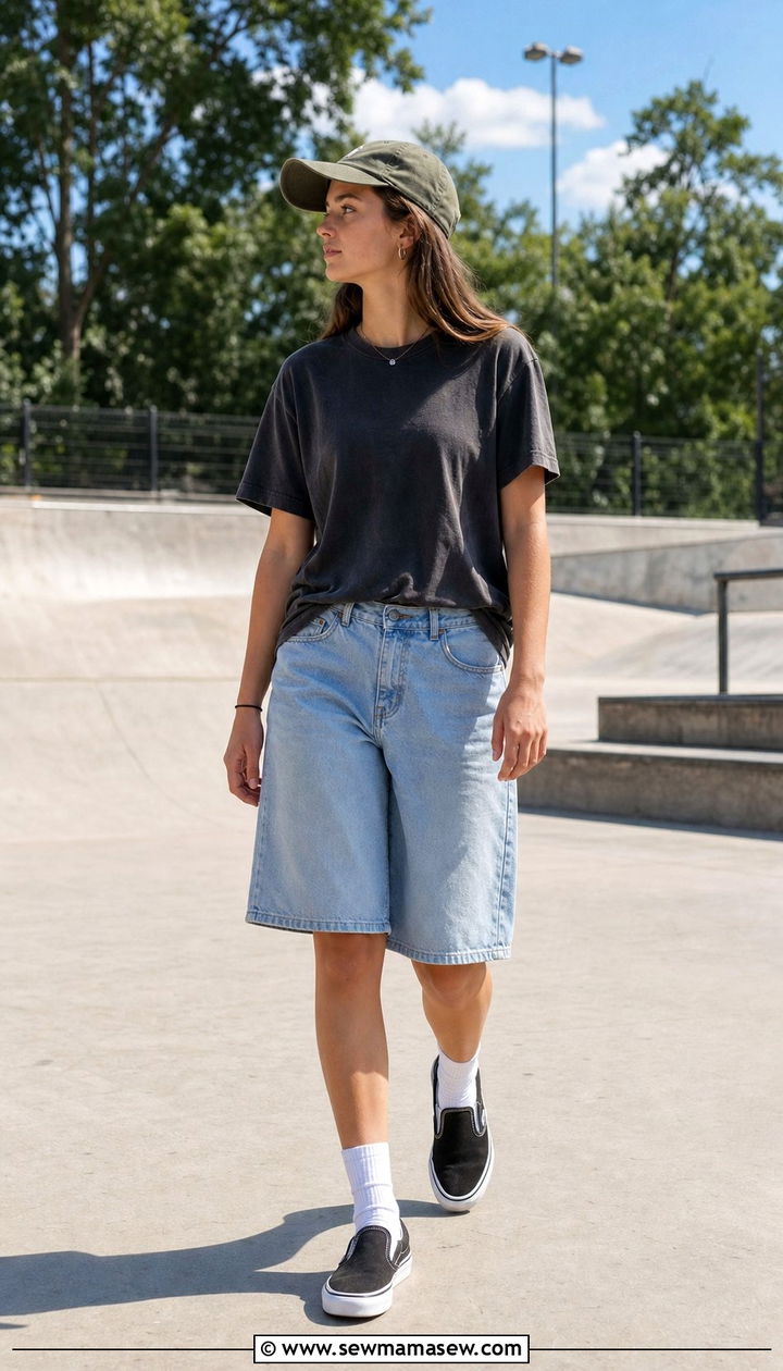 Jorts and vintage band tee outfit - 25 Cute outfits for 15 year olds