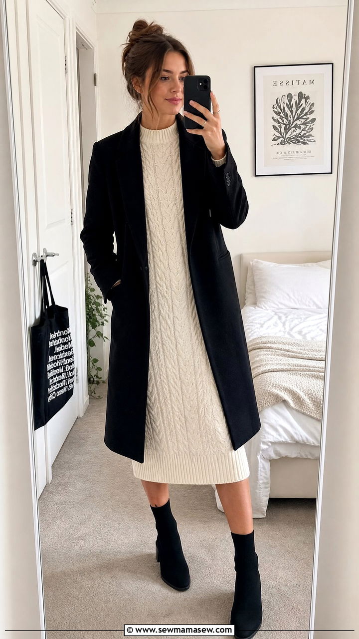 Jumper Dress and Leather Ankle Boots - 25 Glasgow outfit ideas