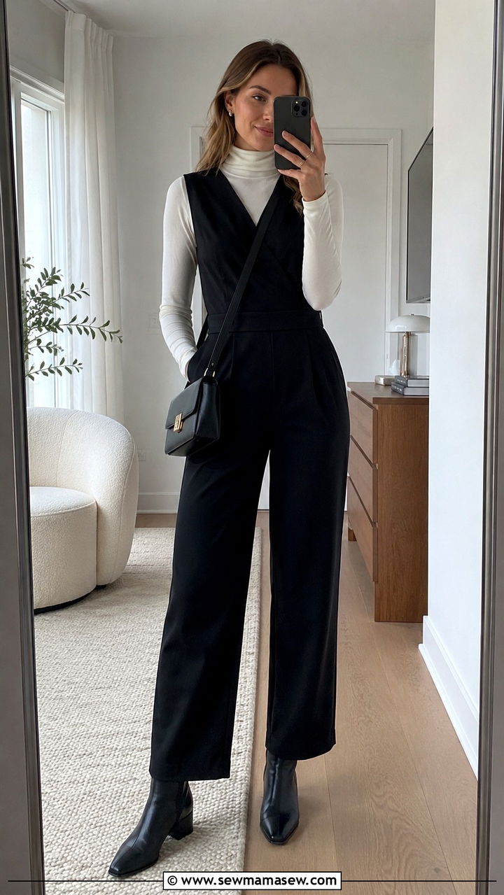 Jumpsuit Layered Over A Turtleneck - 30 How to style a jumpsuit in spring