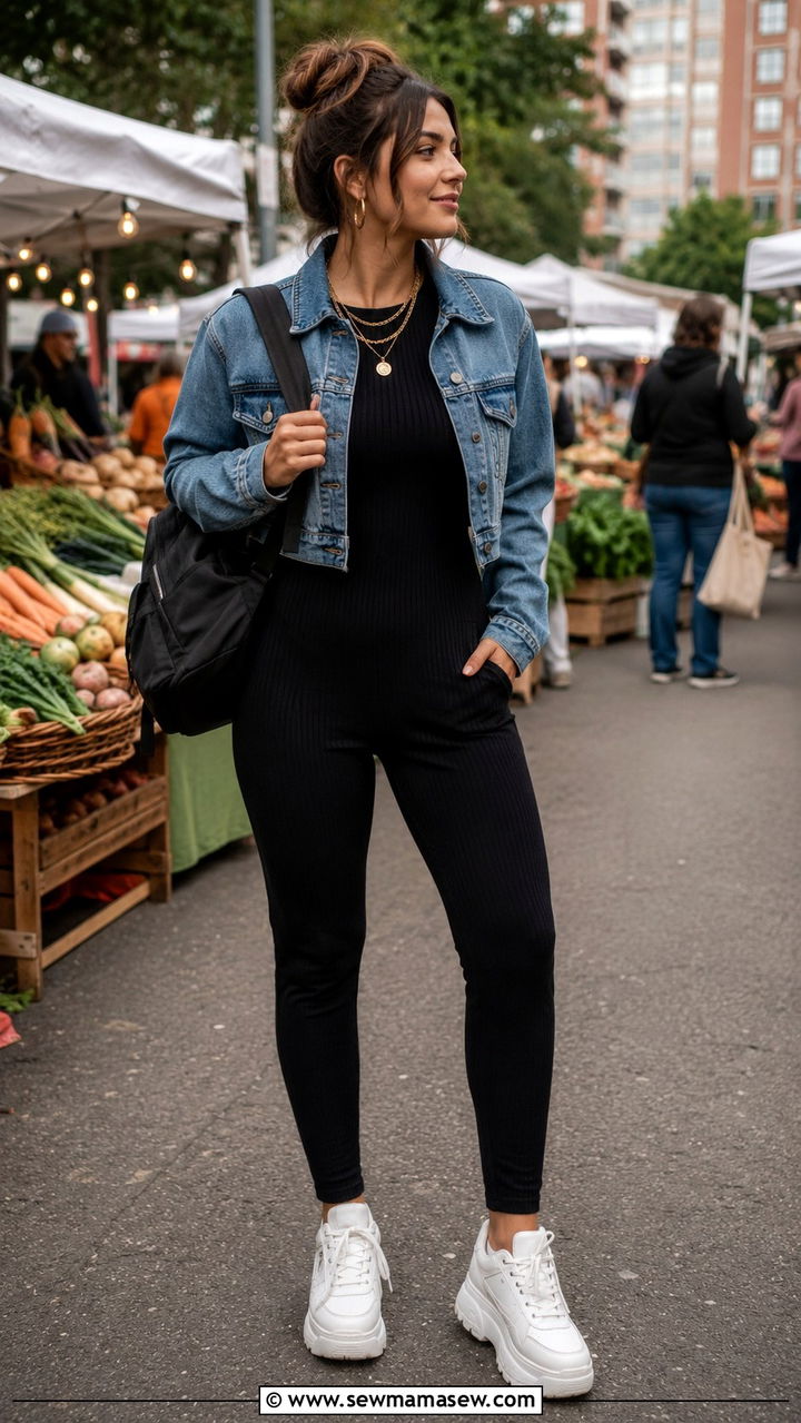 Jumpsuit Layered With Denim Jacket - 30 Jumpsuit outfit ideas 2026