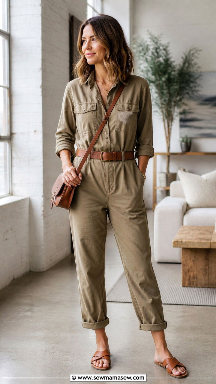Jumpsuit Mom Outfit With A Belt - 40 Stylish outfits for moms