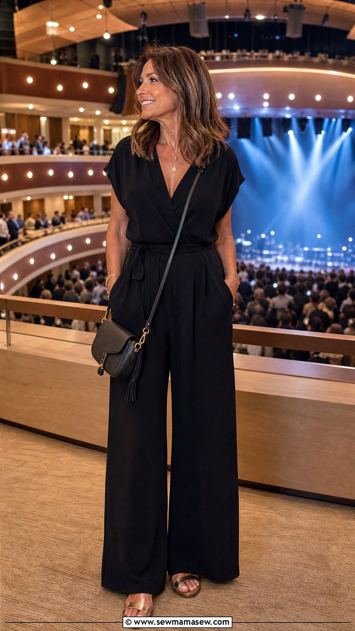 Jumpsuit With Statement Sandals - 30 summer concert outfits for women over 40