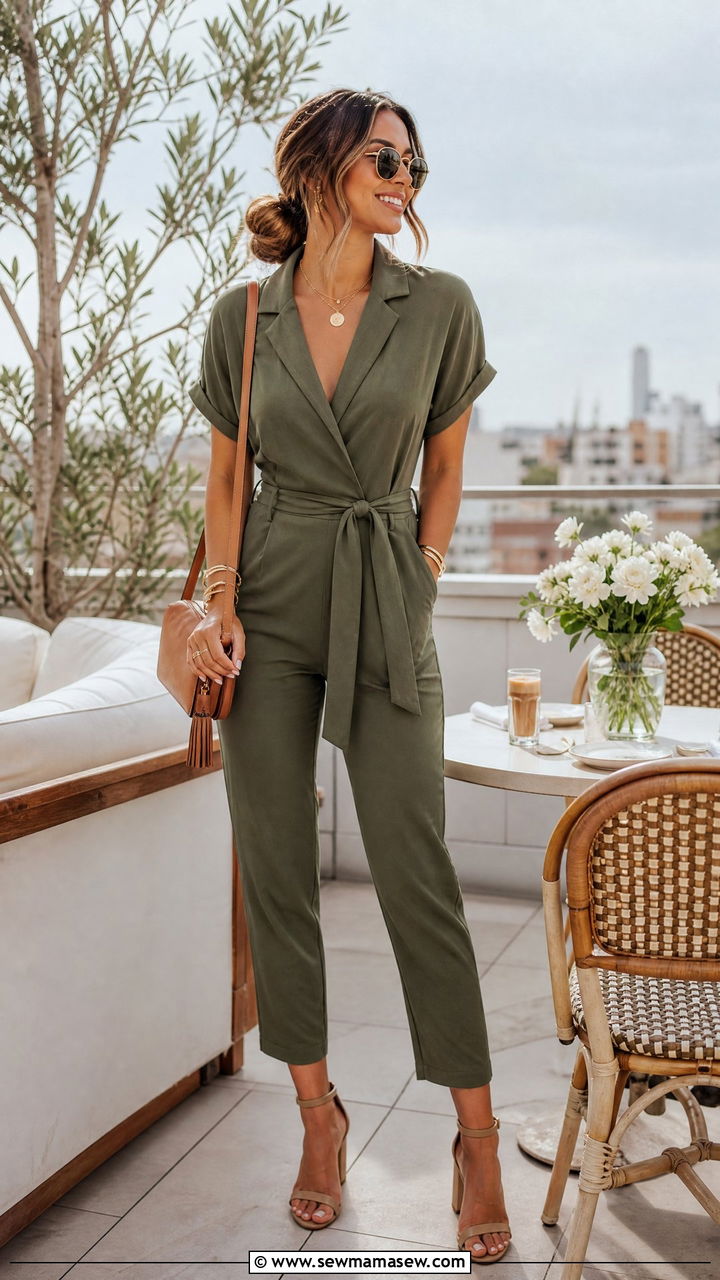 Jumpsuit With Strappy Heels - 25 Brunch outfit ideas early morning