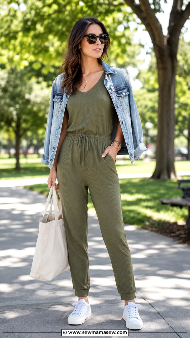 Jumpsuit With White Sneakers Outfit - 30 Loungewear outfit ideas errands