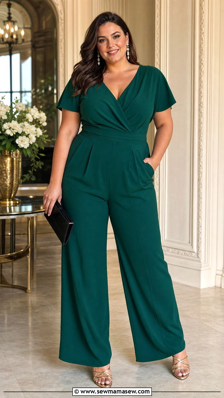 Jumpsuit and Heeled Sandals Party Outfit - 25 Cute outfits for midsize women