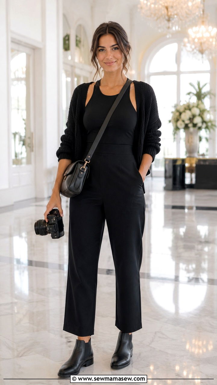 Jumpsuit and Low Heel Boots Photographer Outfit - 25 Photographer outfit ideas