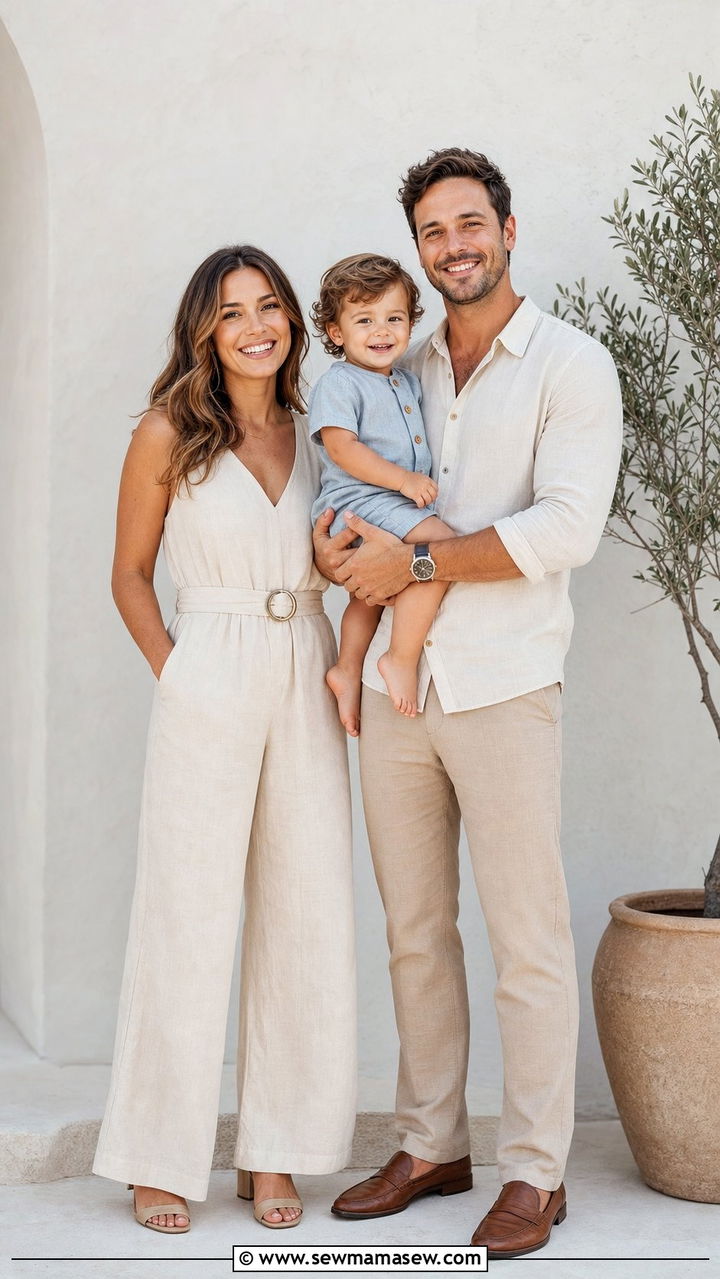 Jumpsuit family photo outfit with toddler - 25 Family photo outfit ideas with toddlers
