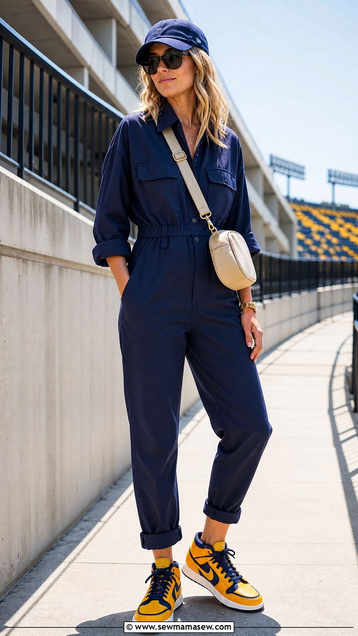 Jumpsuit outfit with statement sneakers - 25 Gameday outfit ideas HBCU