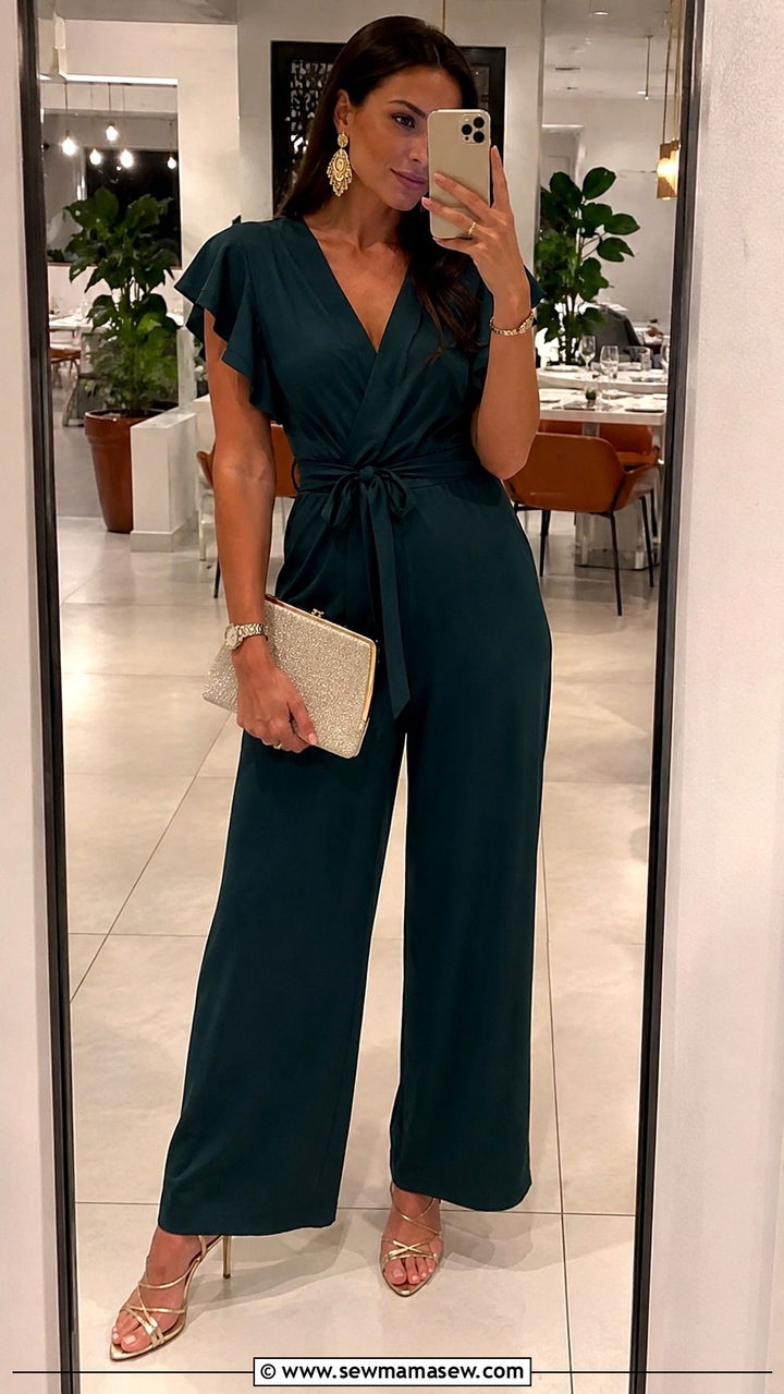 Jumpsuit with Heels for Rehearsal Dinner - 30 spring rehearsal dinner outfit ideas