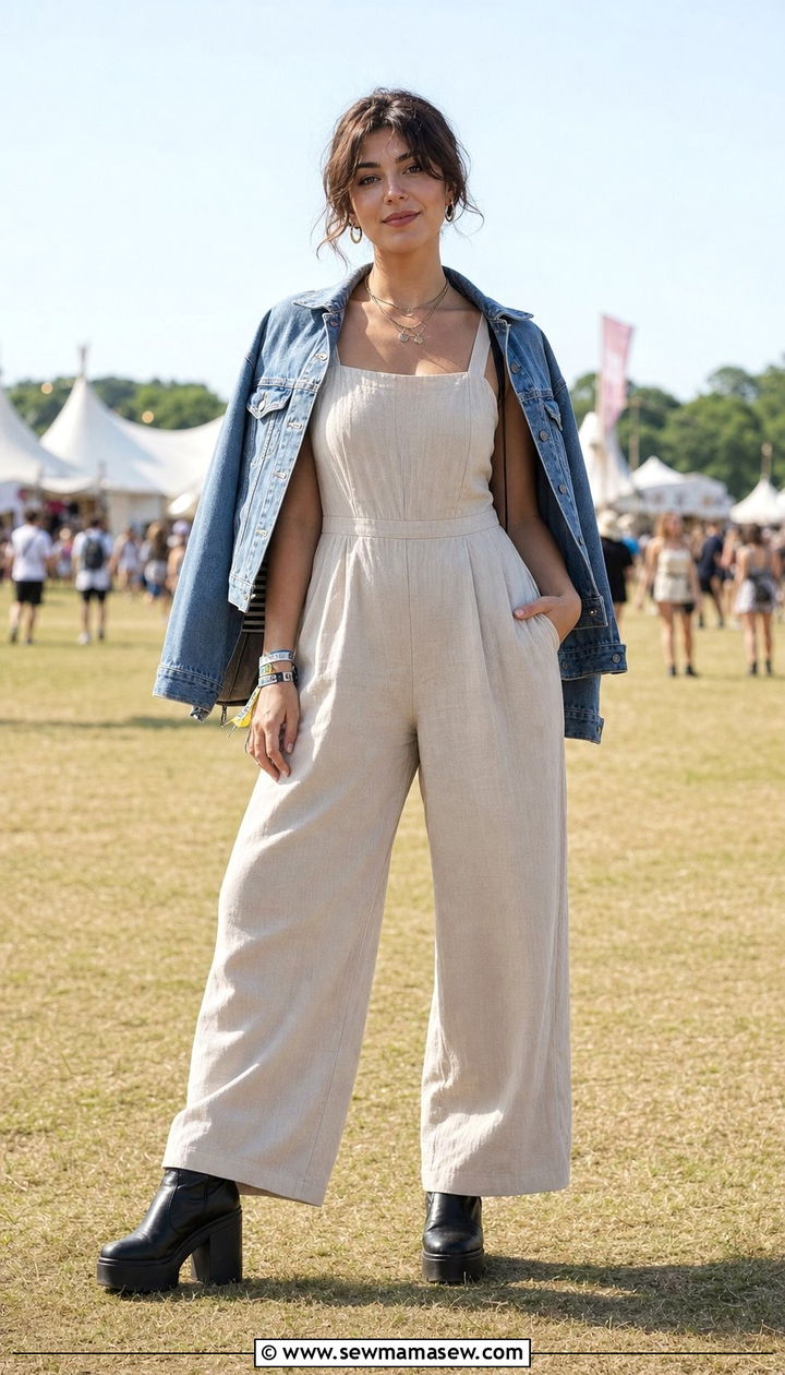 Jumpsuit with Platform Boots Outfit - 25 summer boots outfit ideas