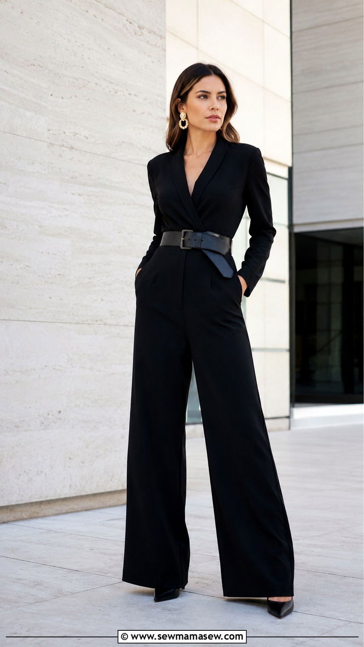 Jumpsuit with Structured Belt for Photoshoot - 25 Photoshoot outfits for midsize women