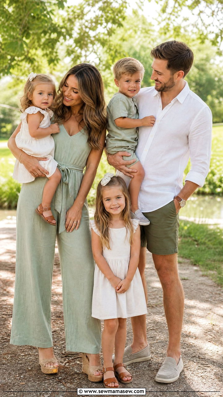 Jumpsuit with Wedges Summer Family Photoshoot Look - 30 summer family photoshoot outfit ideas