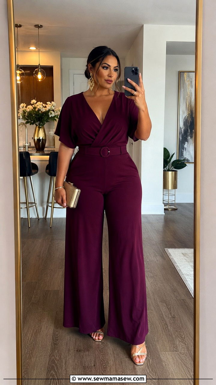 Jumpsuit with a Cinched Waist and Wide Legs - 30 Outfit ideas for wide hips