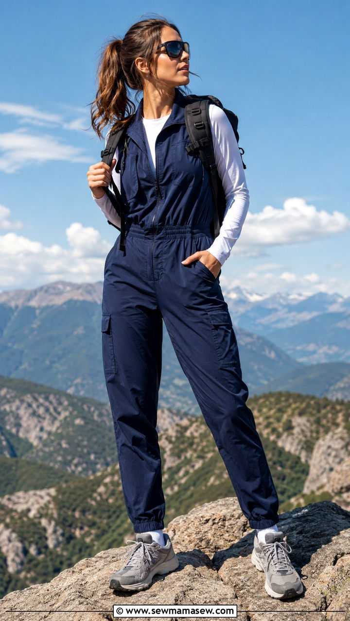 Jumpsuit with backpack travel look - 30 How to style a jumpsuit for travel