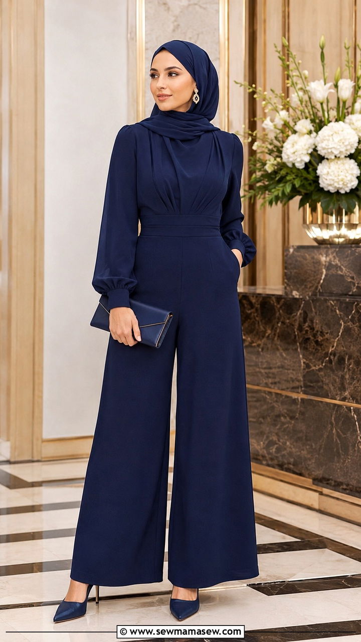 Jumpsuit with heels hijab formal - 30 hijab outfit ideas