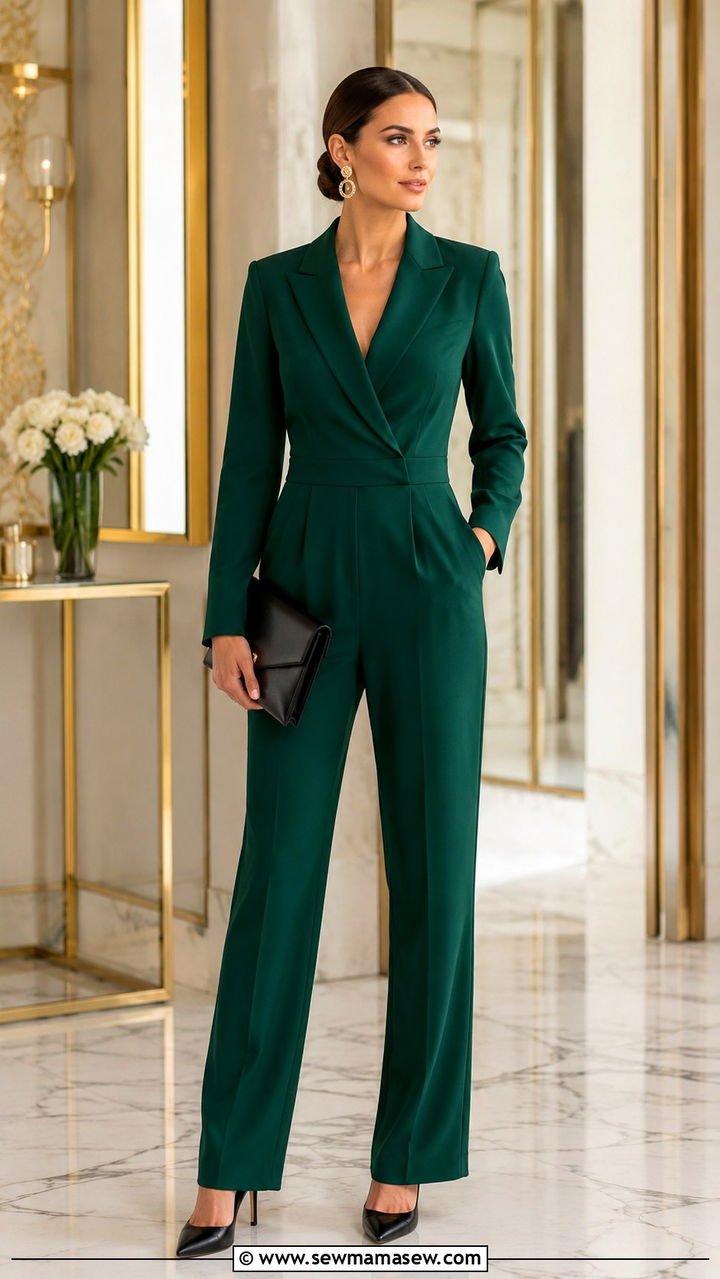 Jumpsuit with pointed toe pumps and clutch office look - 30 How to style a jumpsuit for work