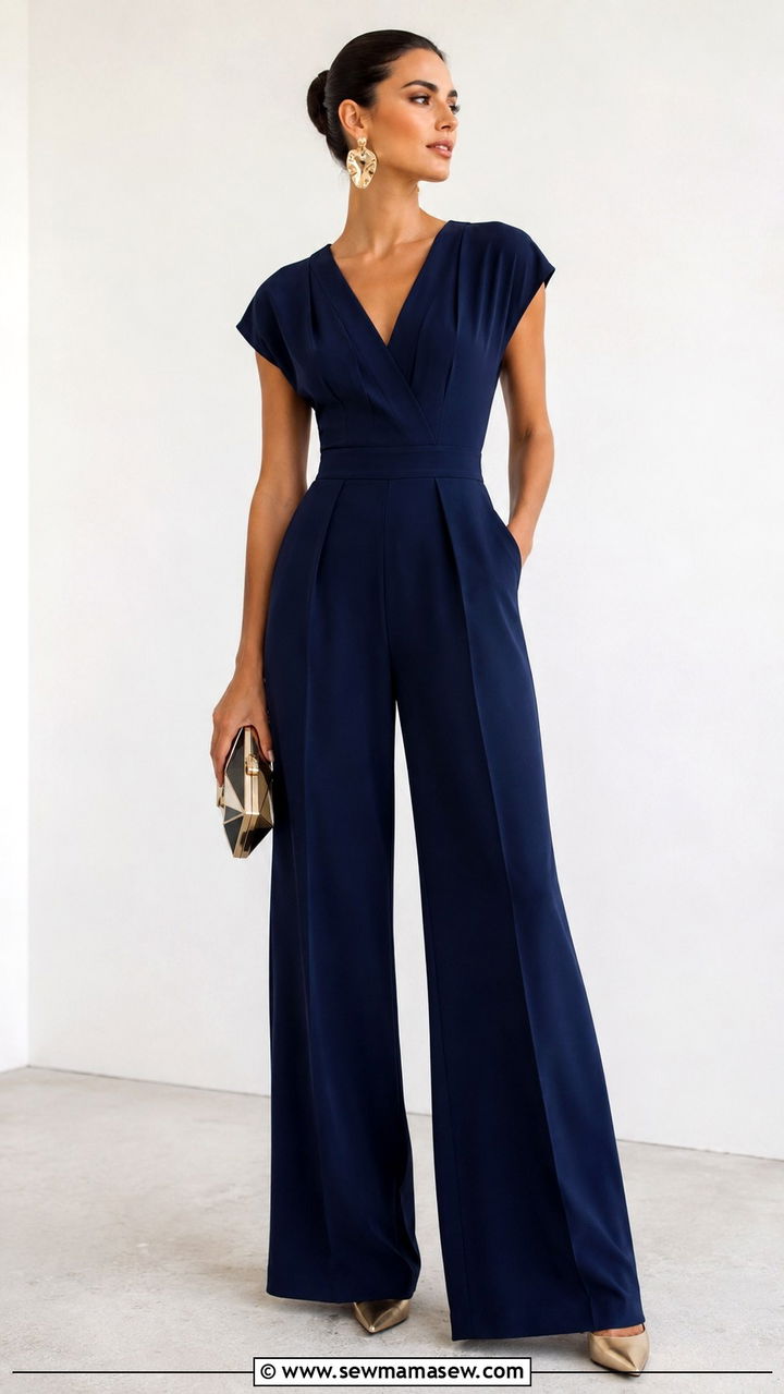 Jumpsuit with wide leg trousers - 25 Wedding guest outfit ideas tall women