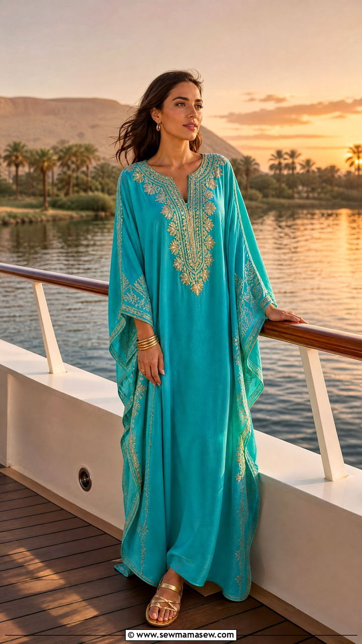 Kaftan Dress With Gold Accessories - 35 Luxor outfit ideas