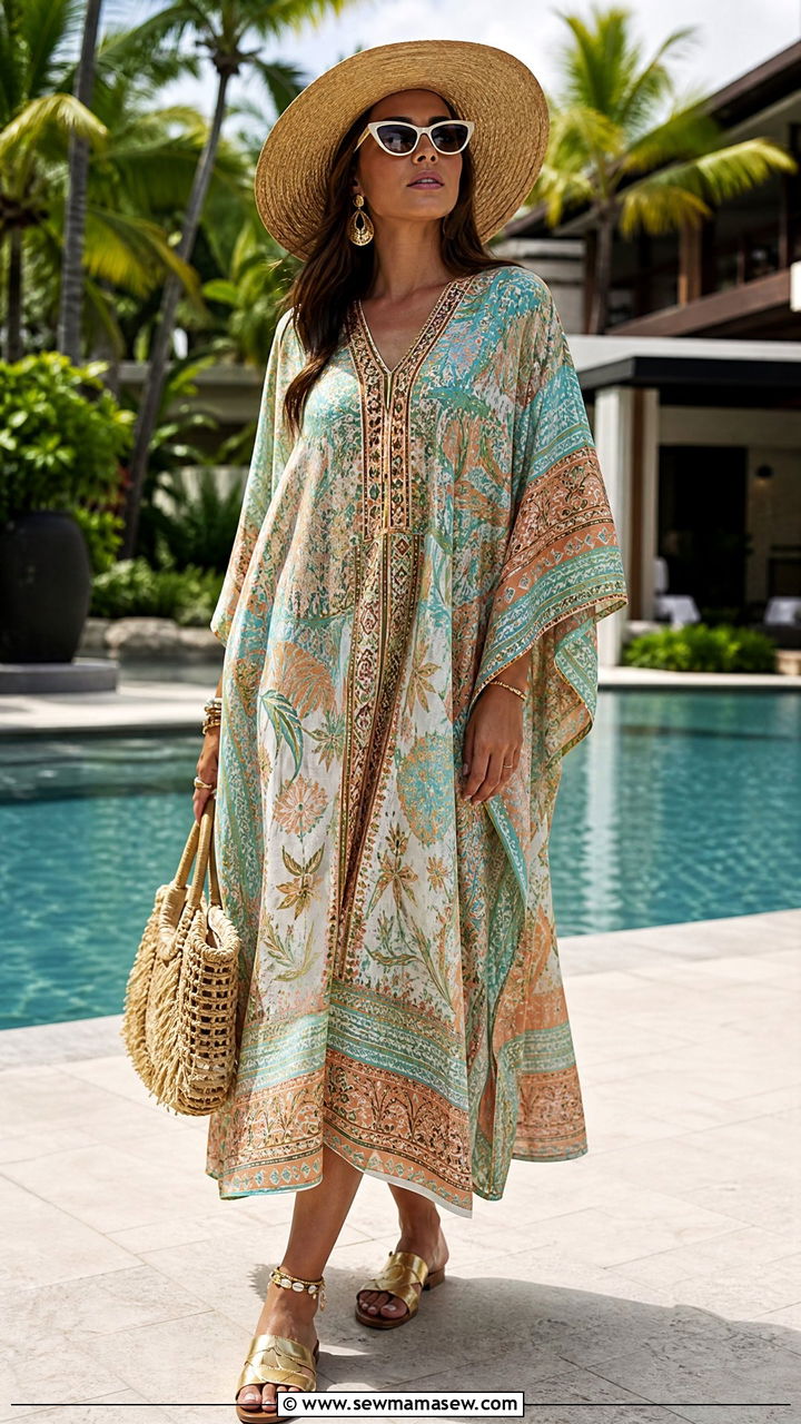 Kaftan Dress With Gold Sandals Fiji Poolside Outfit - 25 Fiji outfit ideas