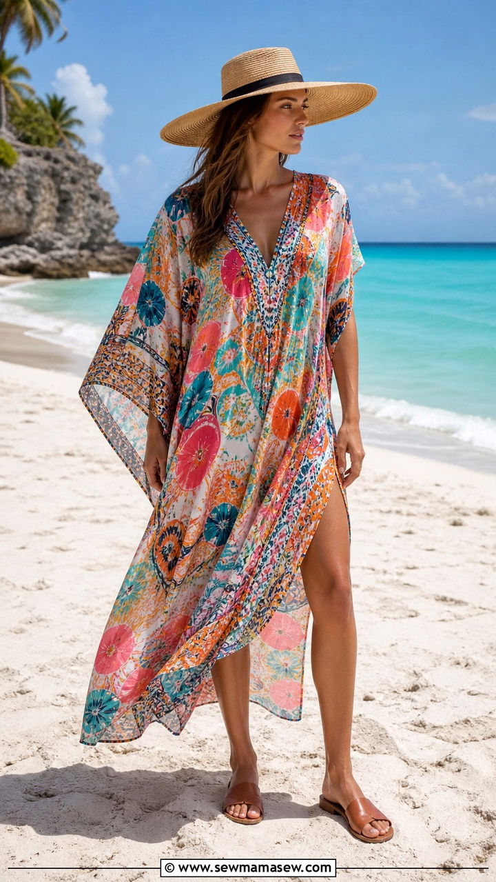 Kaftan Dress With Slides For Mexico Beach - 40 Mexico outfit ideas