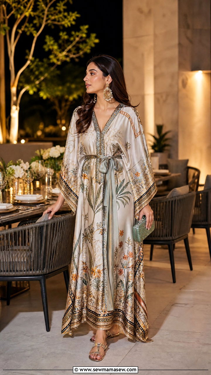 Kaftan Dress With Statement Earrings - 30 Islamabad outfit ideas
