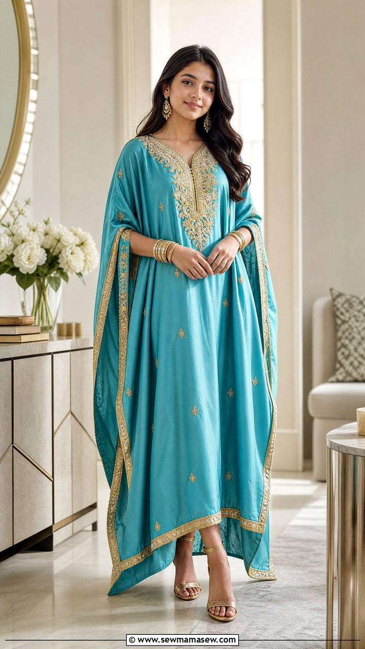 Kaftan Style Eid Dress - 30 Eid outfits for girls