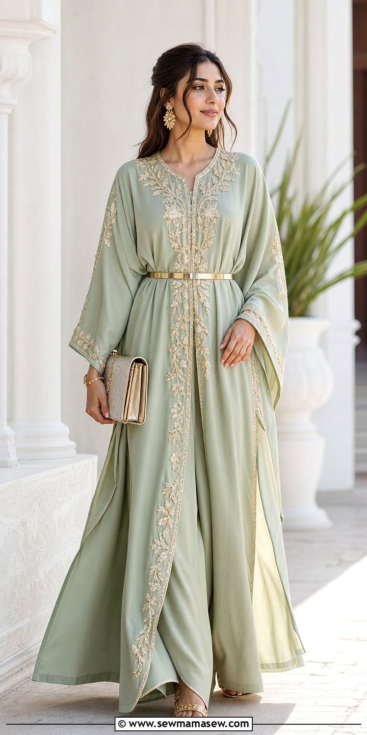 Kaftan and Wide Leg Pants Set - 25 Eid matching set outfit ideas
