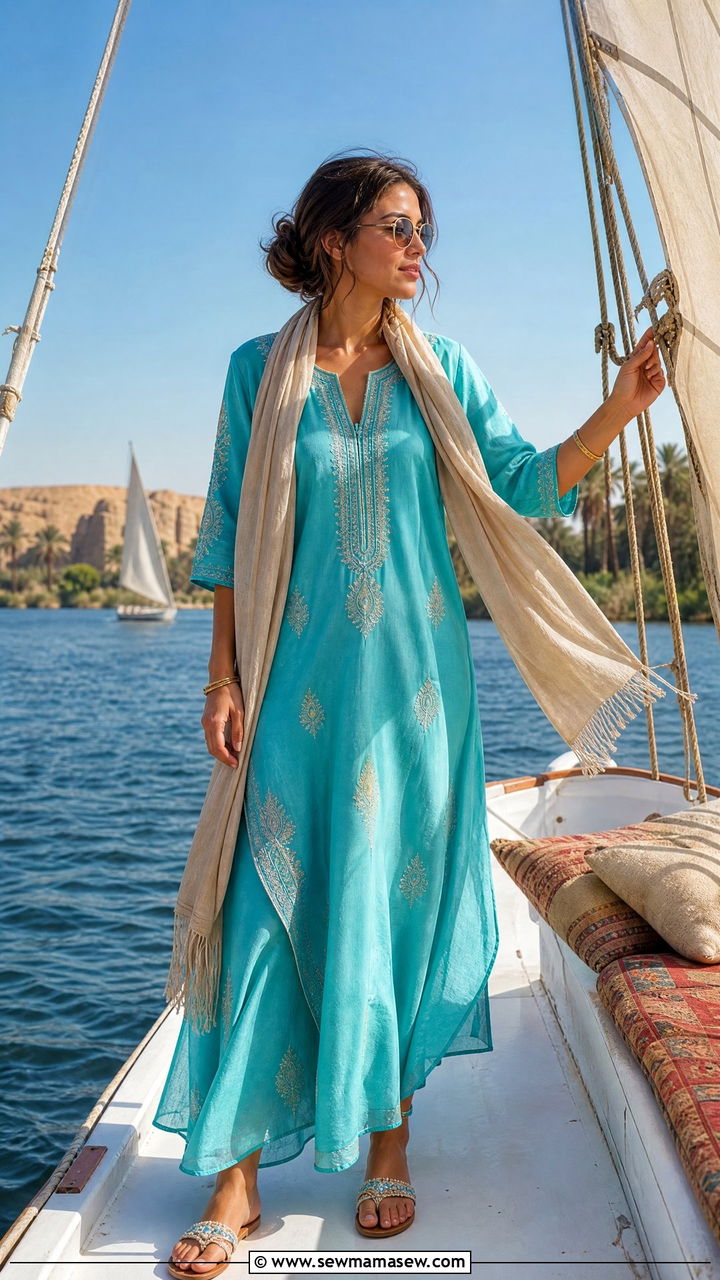 Kaftan dress outfit Egypt - 30 Egypt vacation outfit ideas modest