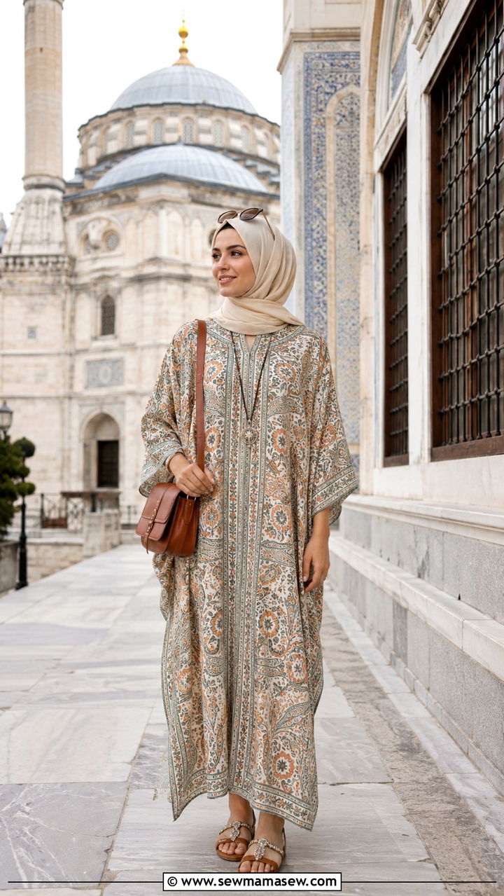 Kaftan dress with sandals Istanbul modest outfit - 30 Istanbul outfit ideas