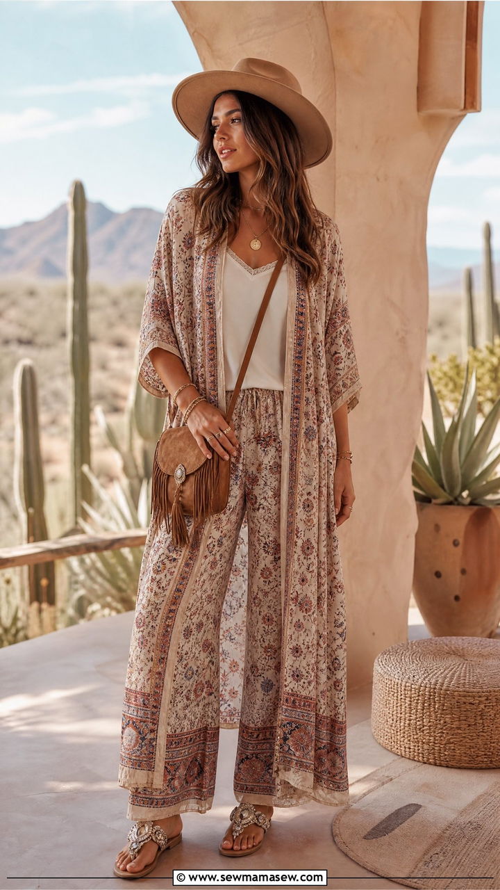 Kaftan style shirt and palazzo pant coord set - 30 Coord set outfit ideas for vacation