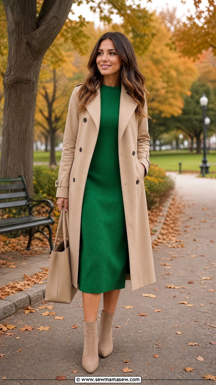 Kelly green and beige neutral outfit - 35 Kelly green outfit ideas