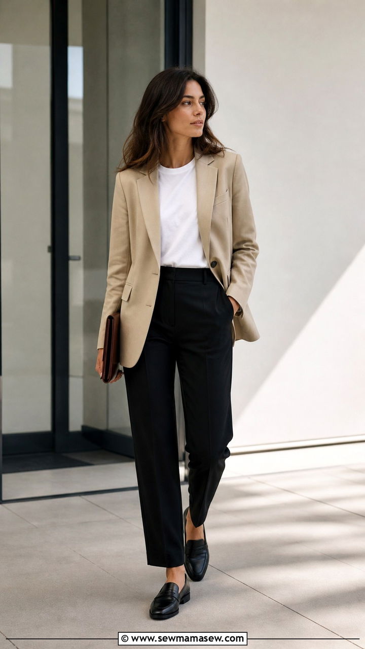 Khaki Blazer With Black Trousers - 40 Lawyer outfit ideas