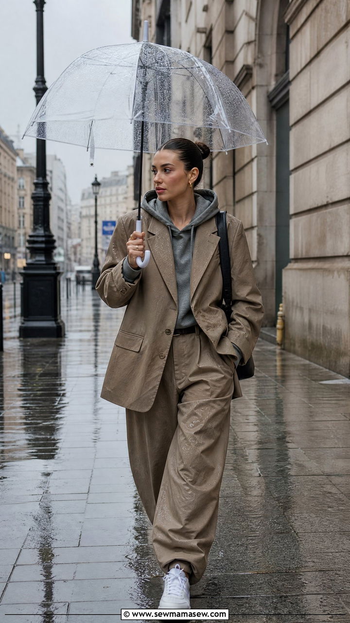 Khaki Glamoratti Suit with Gray Hoodie - 30 Glamoratti outfit ideas