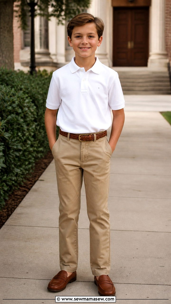 Khaki Pants and Polo Shirt Outfit - 20 5th grade graduation outfit ideas
