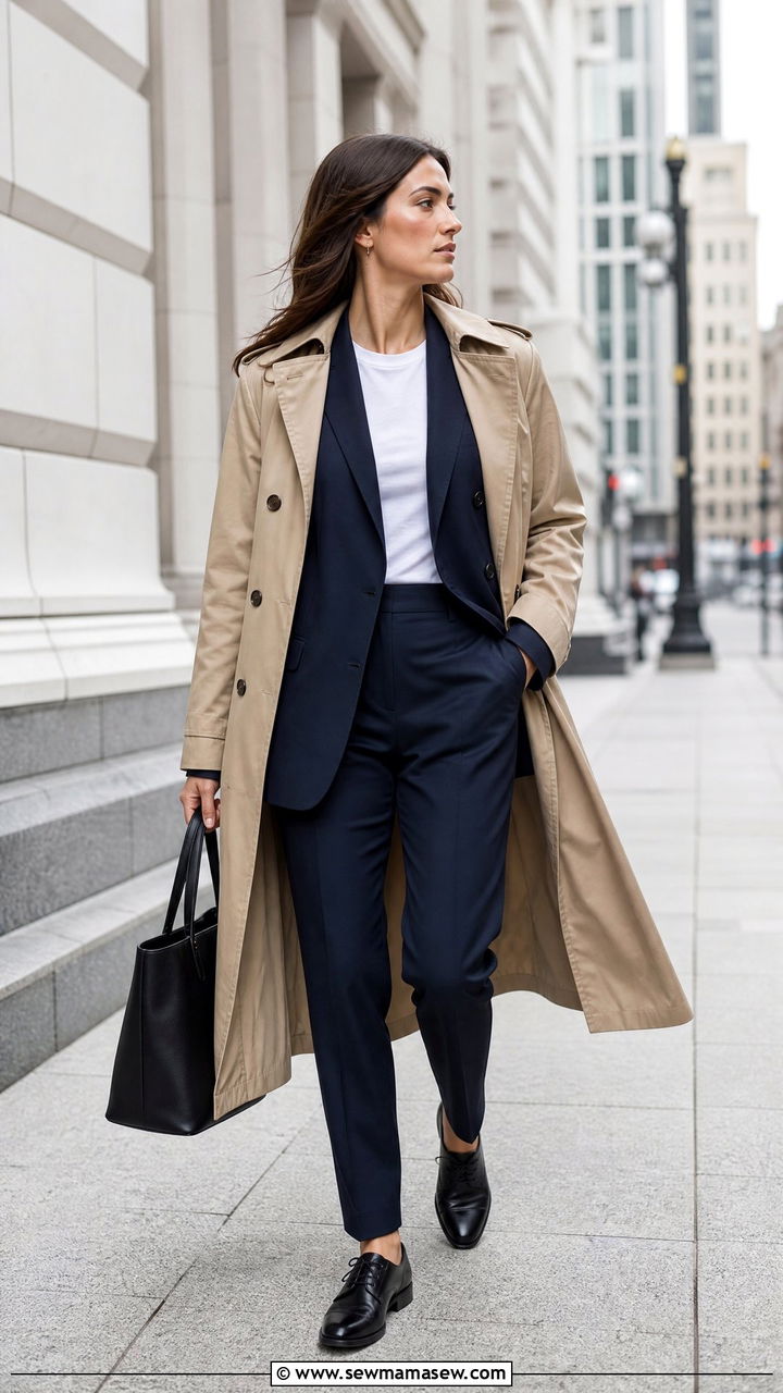 Khaki Trench Coat Over Blazer And Trousers - 35 Khaki trench coat outfit ideas for spring